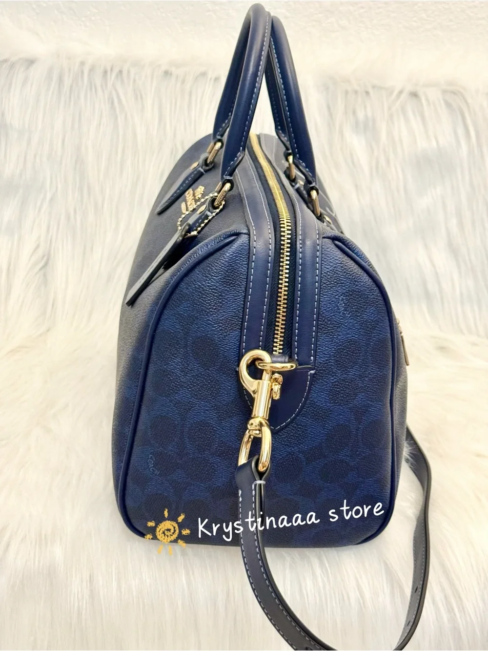 Coach Rowan Large Satchel Bag In Signature Canvas CEY74 Navy NWT